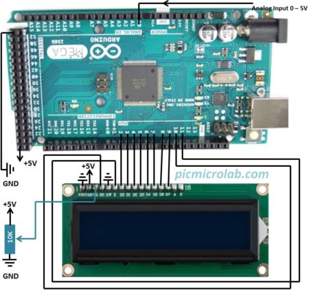 Arduino LCD Bargraph Voltmeter – Microcontroller Based Projects