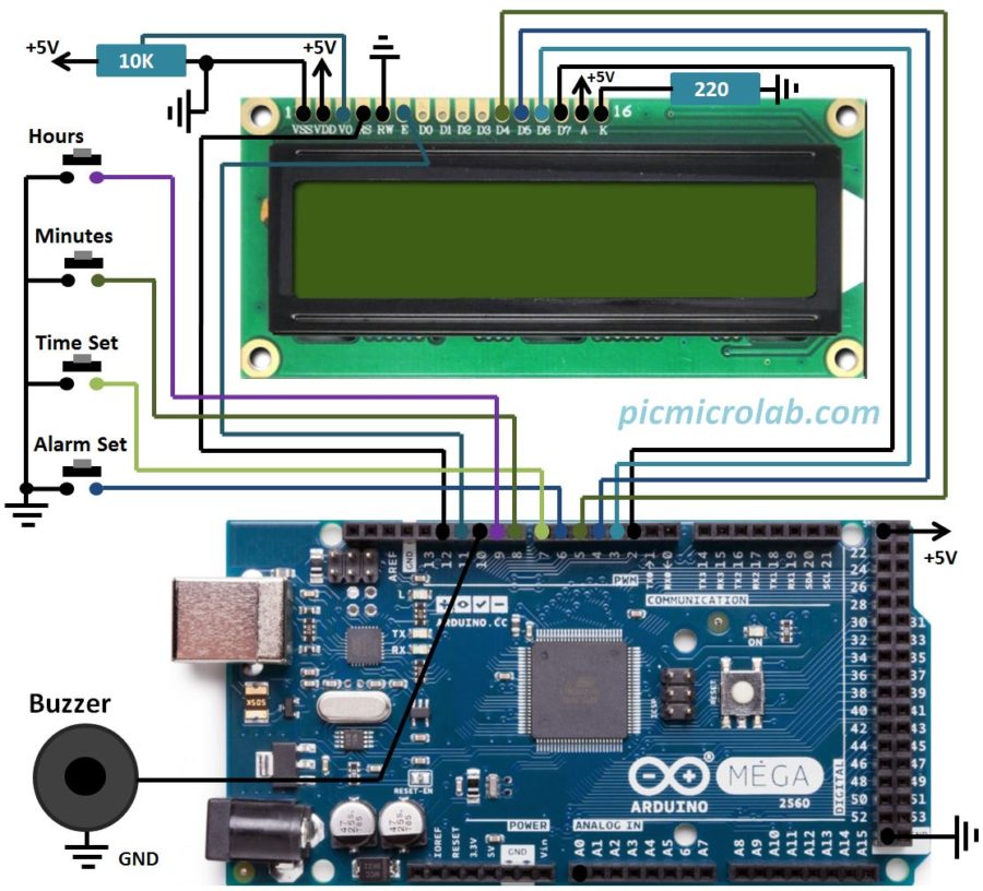 LCD Digital Alarm Clock Arduino – Microcontroller Based Projects